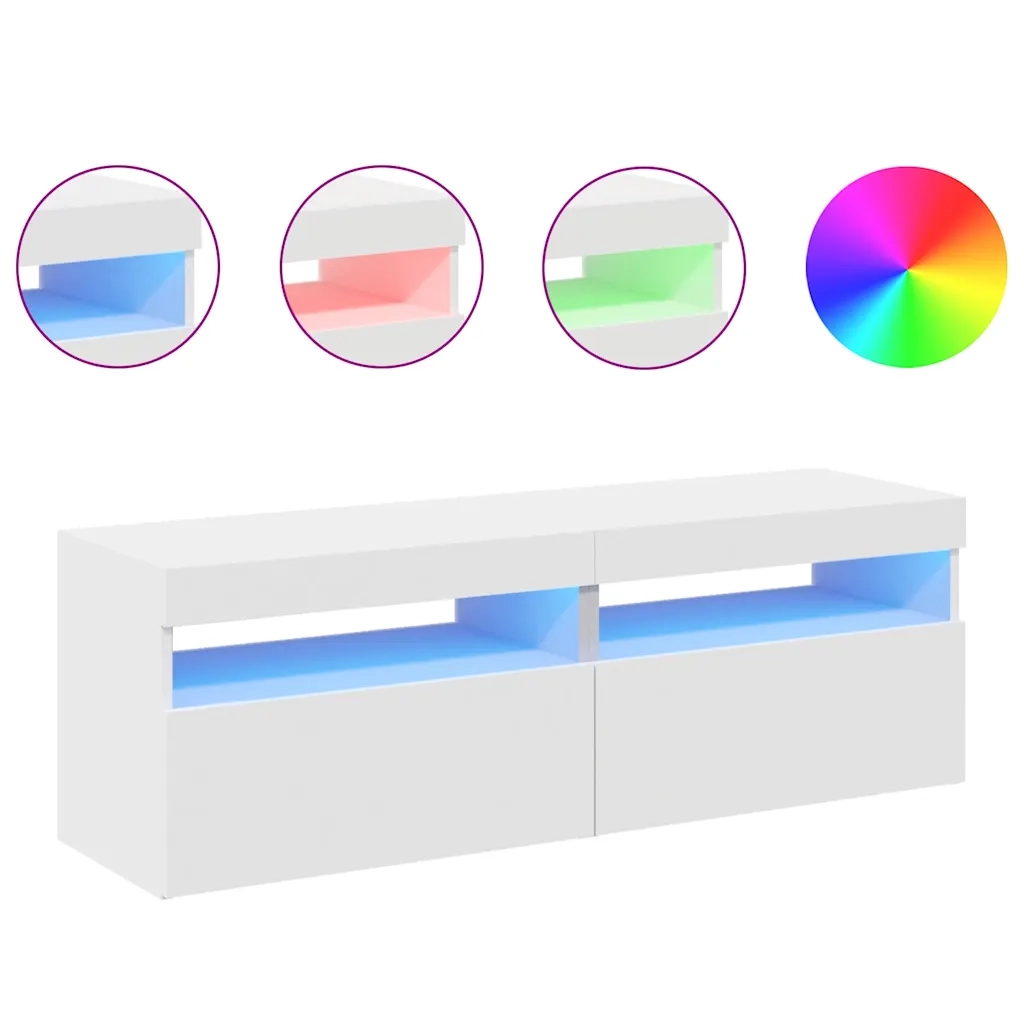 Mobili Porta TV con Luci LED 2 pz-Set di 2 Credenza per TV Bianchi 60x35x40 cm