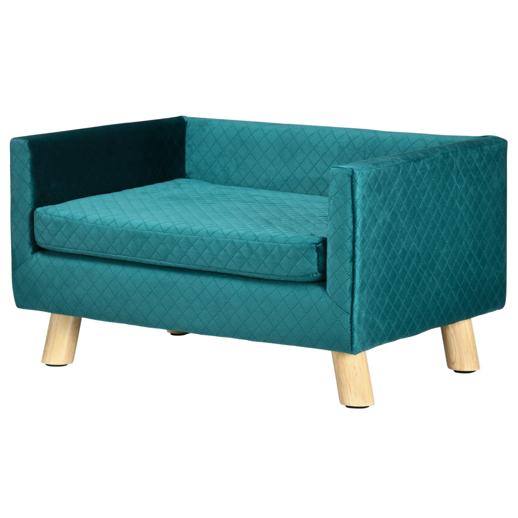 Cuccia per Cane con Cuscino ¨C Minimal ¨C Blu Scuro Velluto 64x45x36 cm