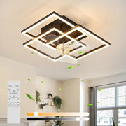 ZMH Ventilatore da Soffitto a LED Nero Moderno Silenzioso con Luce Telecomando Luminosità Regolabile per Soggiorno