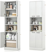 Credenza da Cucina Alto 190 cm, Mobile da Cucina con 4 Ante, 2 Scomparti Aperti, Madia Soggiorno Moderna, 3 Colori, 30x56x190 cm