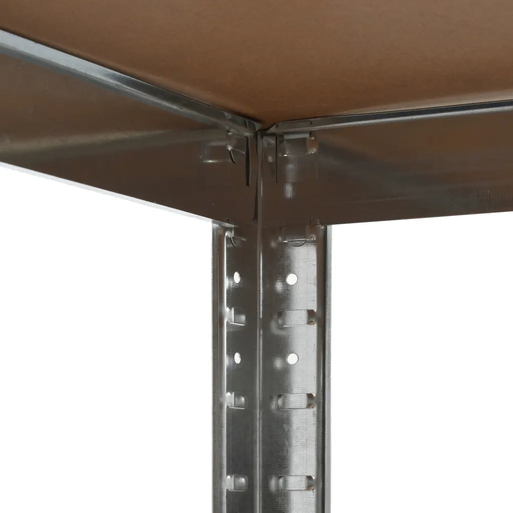 Scaffale Angolare 5 Ripiani Argento Acciaio e Legno Multistrato 144264