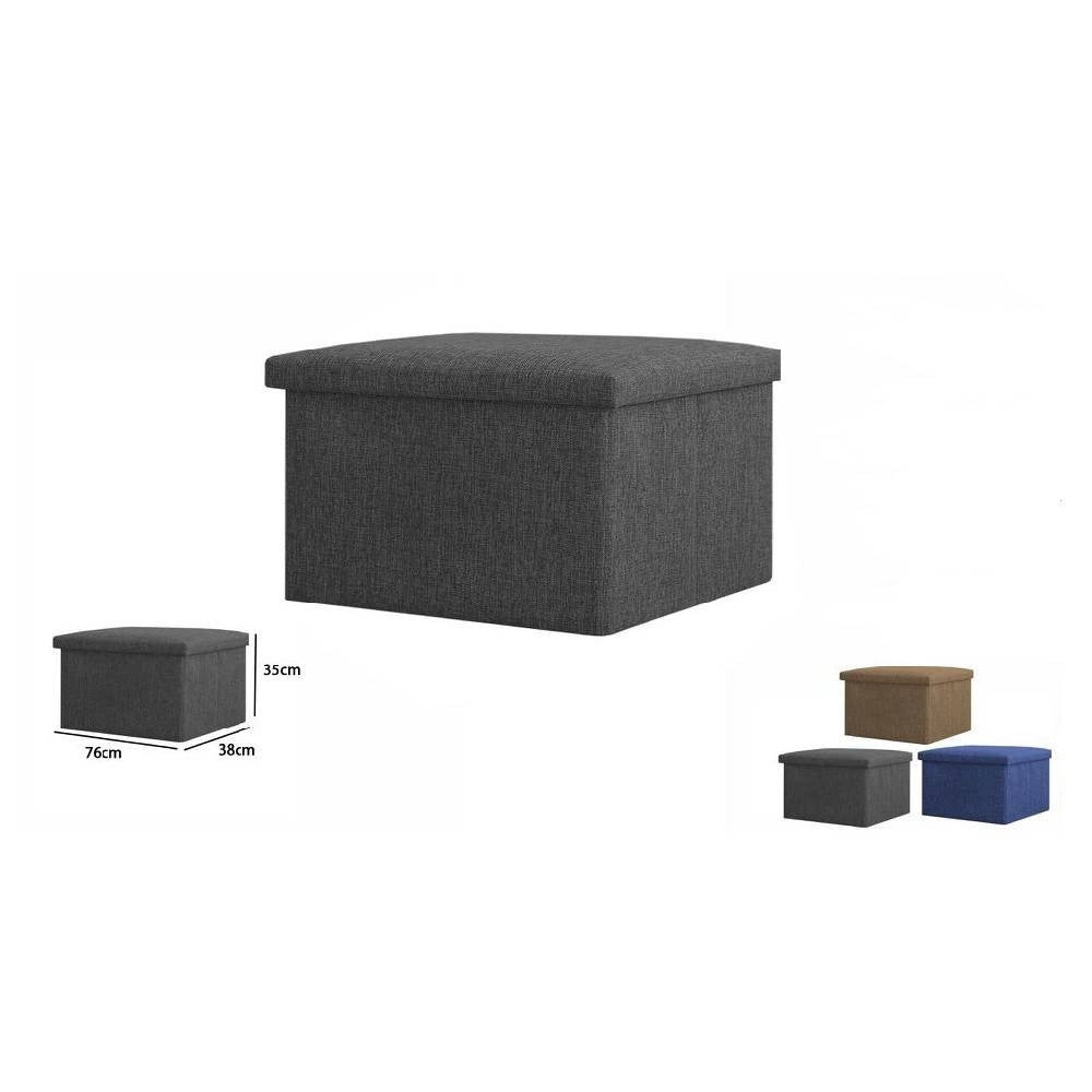 Trade Shop - Pouff Puff Pouf Contenitore Imbottito Con Seduta In Tessuto 76 X 38 X 35cm 69588 -