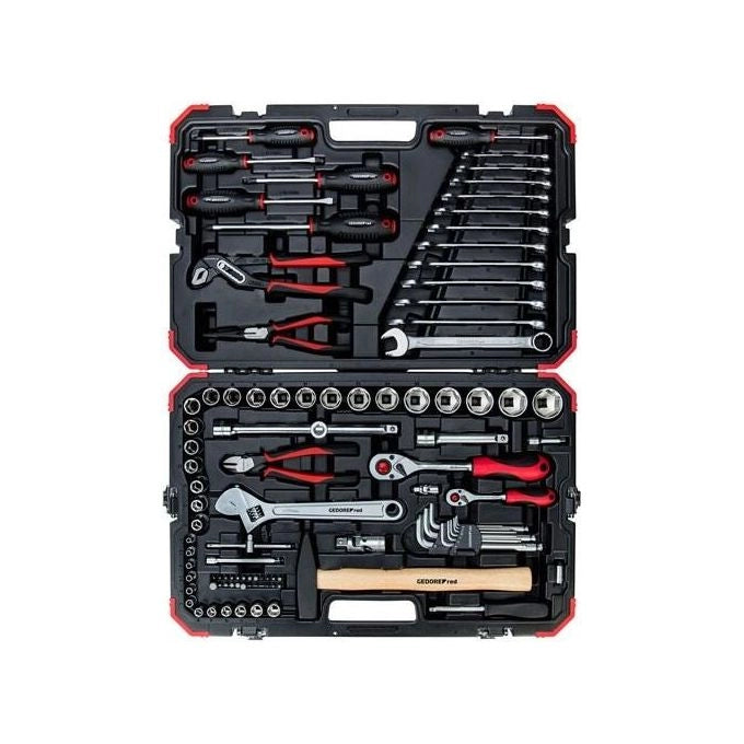 Gedore Red R46003100 Set Utensili 100 Pezzi con Cricchetto Reversibile 1-4'' e 1-2'' Valigetta Metallica colore Rosso