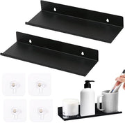 Set da parete 2 pezzi, cornice adesiva, pannello da parete nero, tavolo da parete fluttuante, senza perforazione, mensola per libri, pannello per cucina, soggiorno, ufficio, casa (20 x 8,5 x 5 cm)