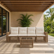 Set Divano da Giardino 5 pz Beige e Bianco Crema polyrattan 3435051