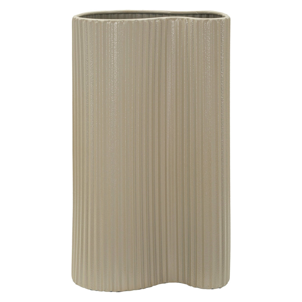 Fase, Vaso Superficie Ondulata con Finitura Opaca, Beige