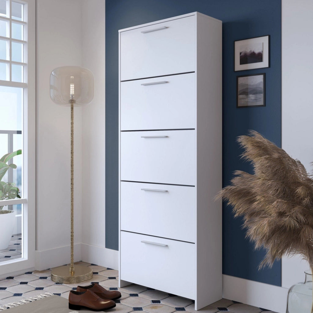 Mobile Portascarpe Ghisalba, Scarpiera 5 Ripiani, 69x28x187h cm Bianco