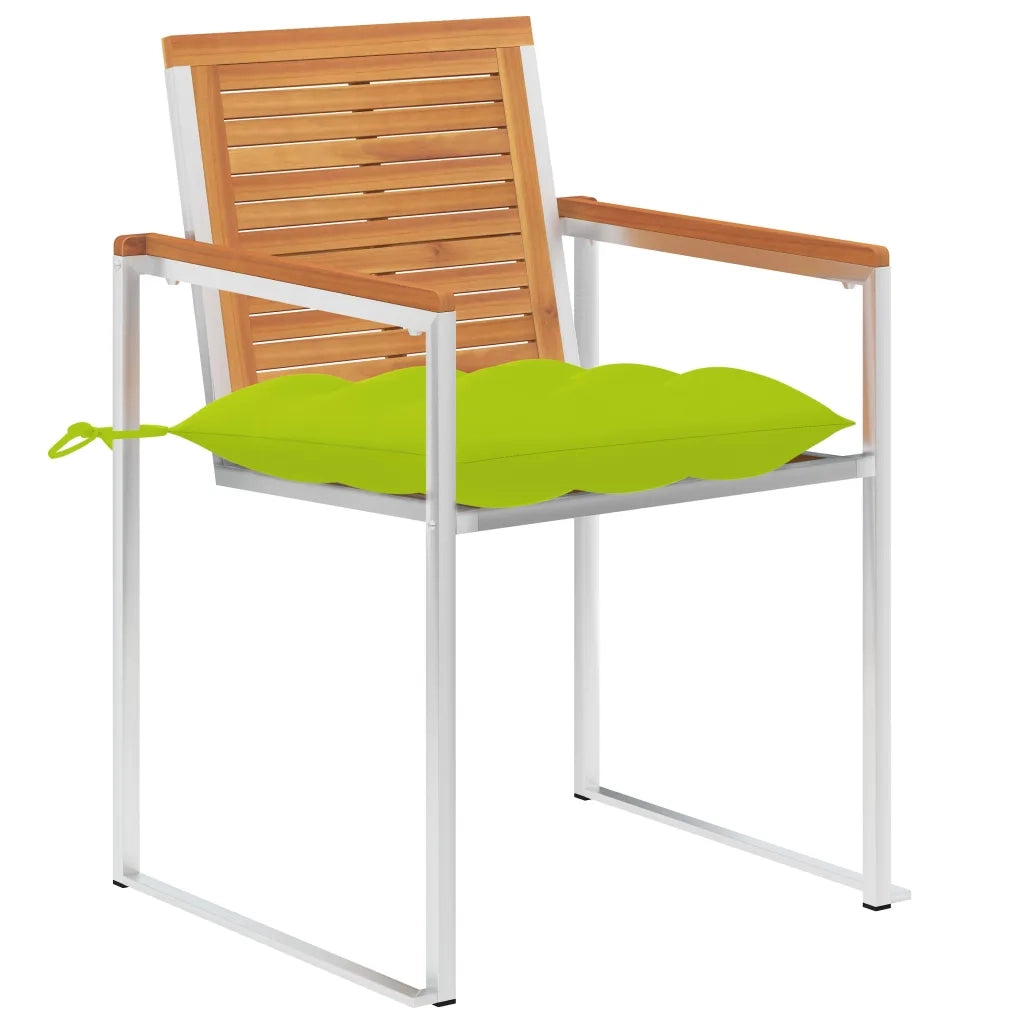 Sedie da Giardino 2 pz | Sedie da Esterno con Cuscini in Legno Acacia e Acciaio