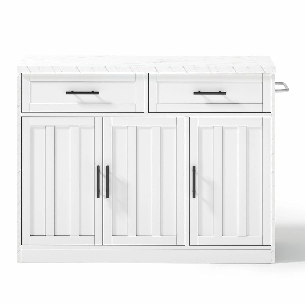 Isola Cucina con Prese Elettriche e USB ¨C Xylo ¨C Ripiani Regolabili, Portasalviette, 120x60x91 cm