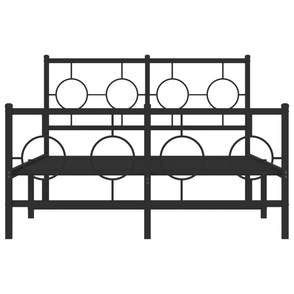 Giroletto con Testiera e Pediera-Struttura Letto Metallo Nero 120x190 cm 337226