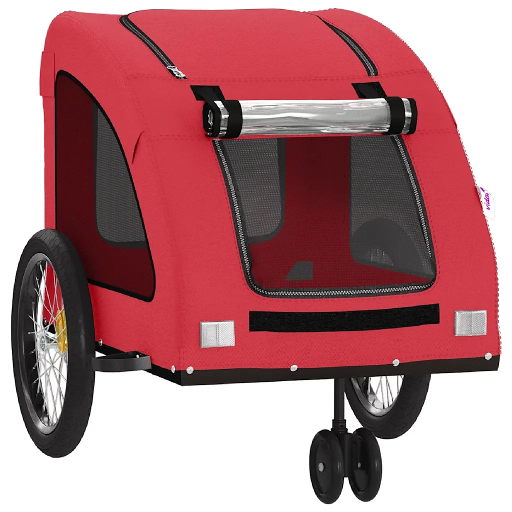 Rimorchio da Bici per Animali Rosso Oxford e Ferro CFW1357045