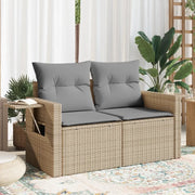 Divano da Giardino con Cuscini a 2 Posti-Sofa da Giardino-Divano da esterno Beige in Polyrattan 691579