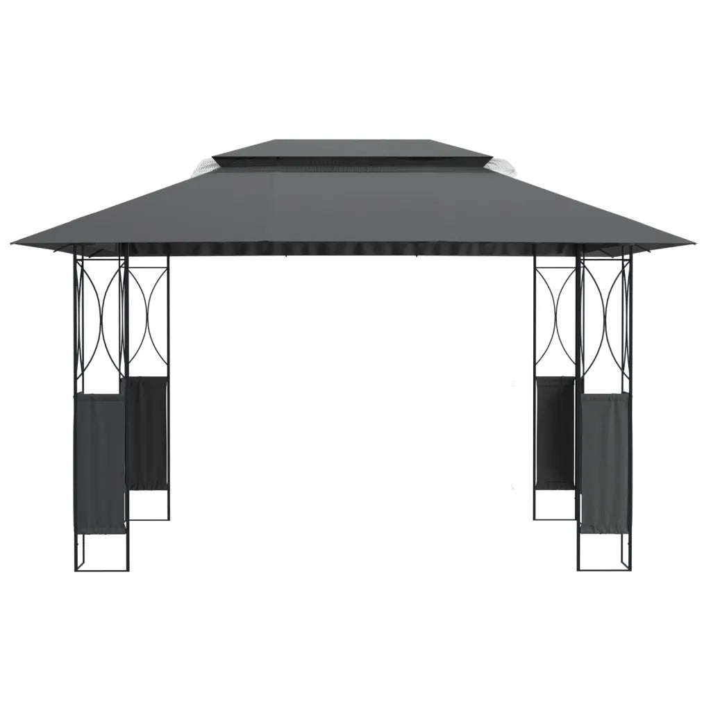 Gazebo | Pergolato con Tetto Antracite 400x300x270 cm Acciaio