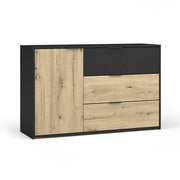 Cassettiera MELODY - 3 Cassetti e 1 Porta - 139x80x35 cm - Nero grafite e rovere chiaro