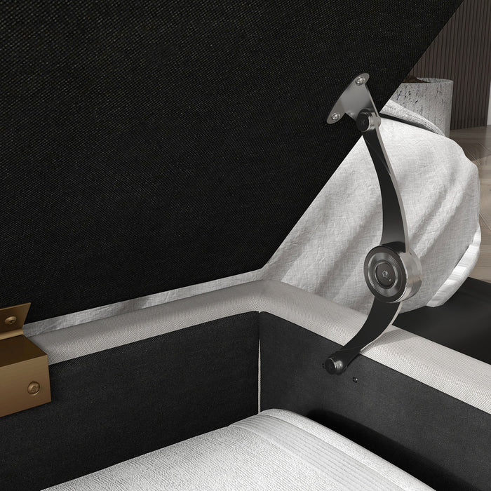 Panca Fondo Letto con Contenitore in Tessuto e Gambe in Acciaio 100x40x49cm Crema