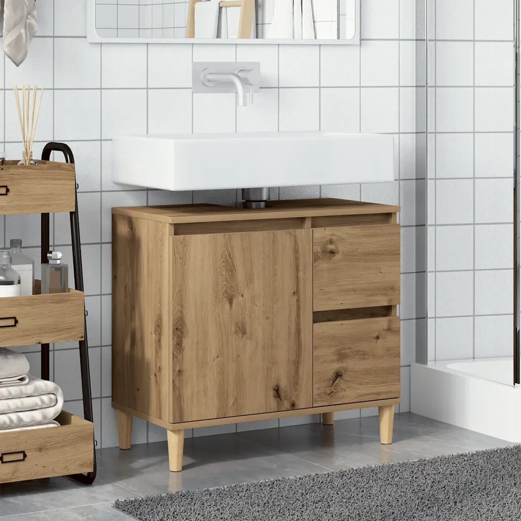 Mobile Sottolavabo Rovere Artigianale 65x33x60 cm in Truciolato 857121