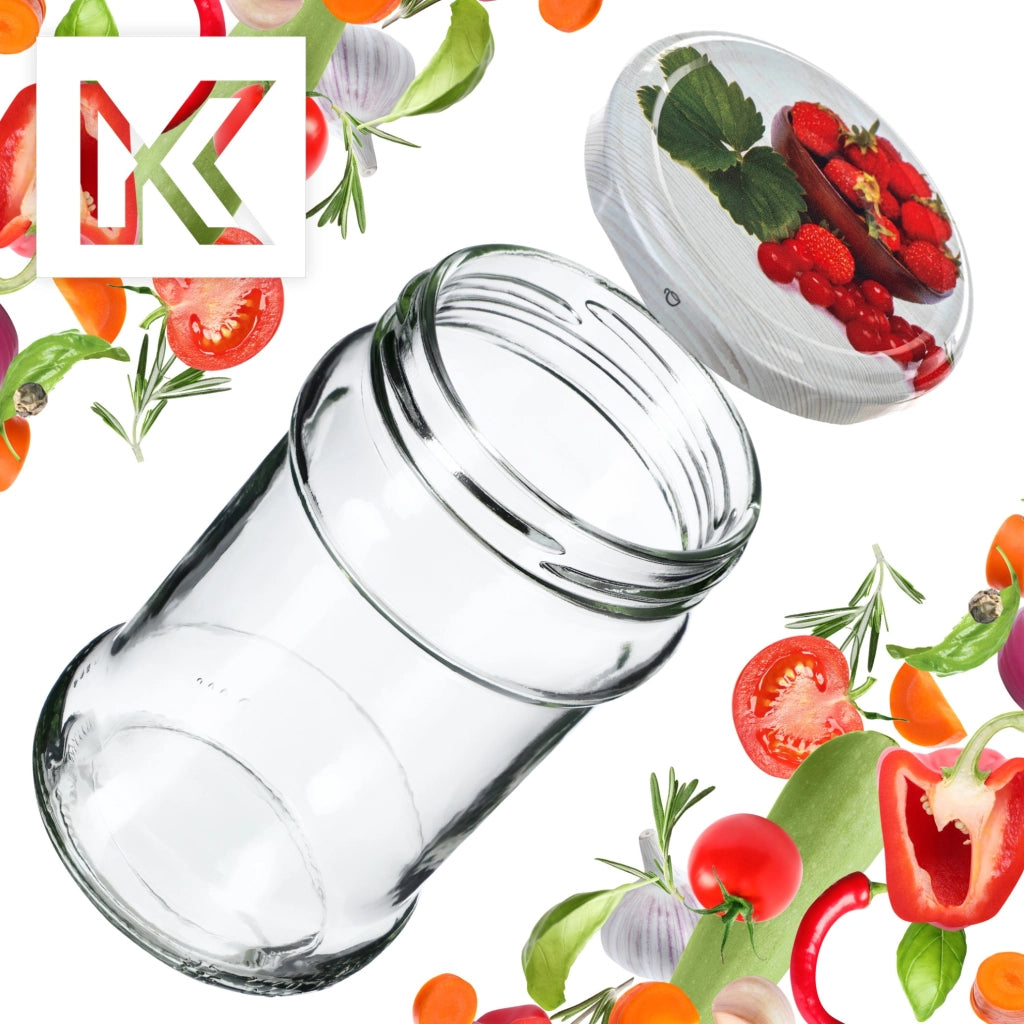 KADAX Seno barattolo di vetro 315ml 50pz 66mm+ coperchio "Fragole"