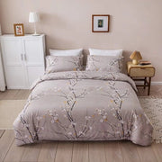 Set di coperte per letto in microfibra di 2 pezzi, 135 x 200 cm e copri cuscino 80 x 80 cm, disegno floreale estetico, coperta per letto grigia per letto singolo