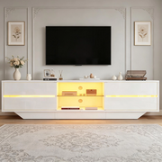 Mobile TV 160x35x44.5 cm con illuminazione RGB; ripiani interni; in truciolare; bianco