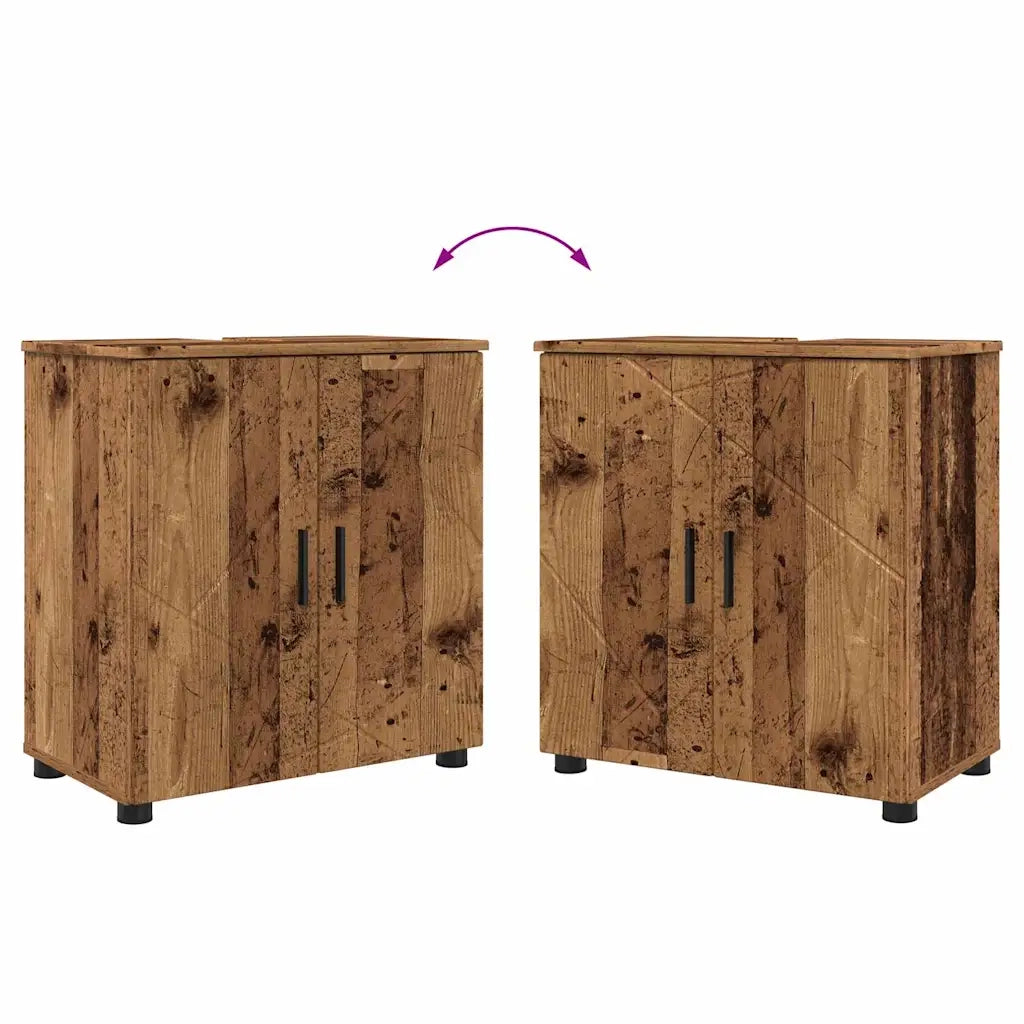 Set di mobili per il bagno con porta 2 pcs Legno vecchio 3392941