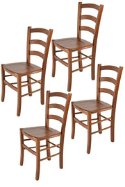 Set 4 Sedie Venice Tommychairs, robusta struttura in legno di faggio verniciata in noce chiaro e seduta in legno