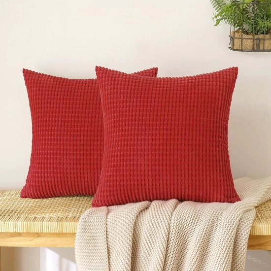Piumino morbido a forma di ribelle - Decorativo per salotto - Set di 2 - Rosso - 45 x 45 cm