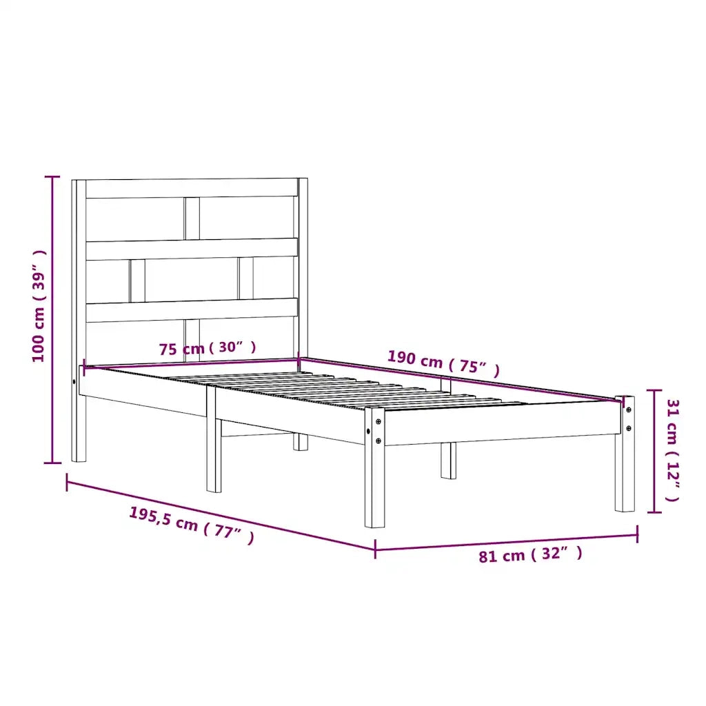 Giroletto-Struttura Letto 75x190 cm Small Single in Legno Massello 441391