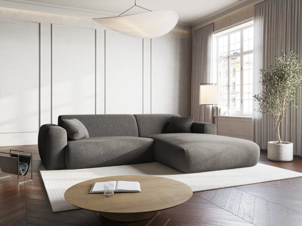 Cosmopolitan Design - Divano angolare destro "Nolio" 4 posti in ciniglia grigio 