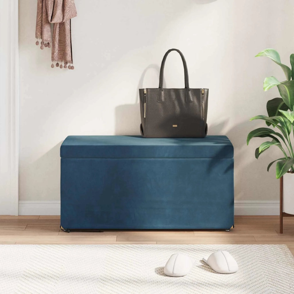 Pouf Blu 81 x 41 x 40 cm Velluto e Legno Ingegnerizzato
