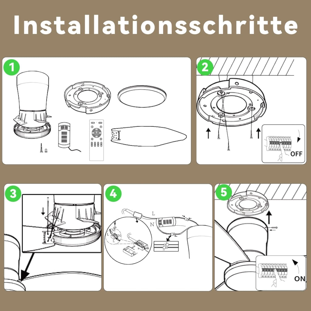 ZMH Ventilatore da Soffitto con Luce 3 Pale Silenziose Bianche Luminosità Regolabile 6 Velocità per Camera da Letto
