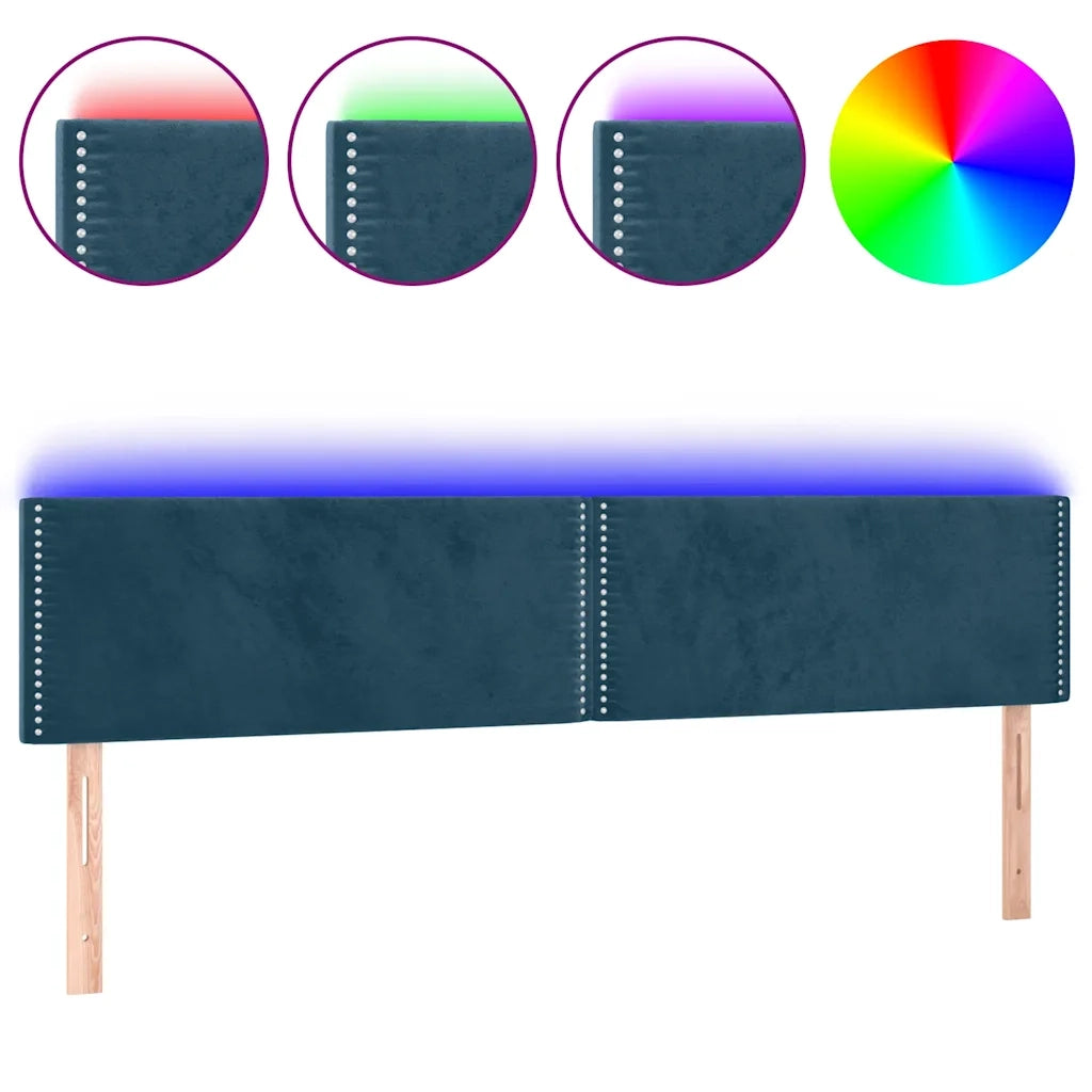 Testiera | Testata a LED Blu Scuro 200x5x78/88 cm in Velluto