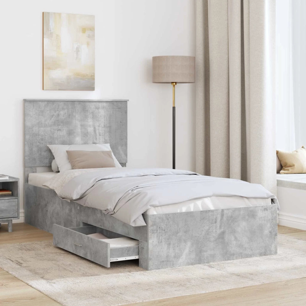 Struttura del letto con testiera Grigio cemento 90 x 200 cm