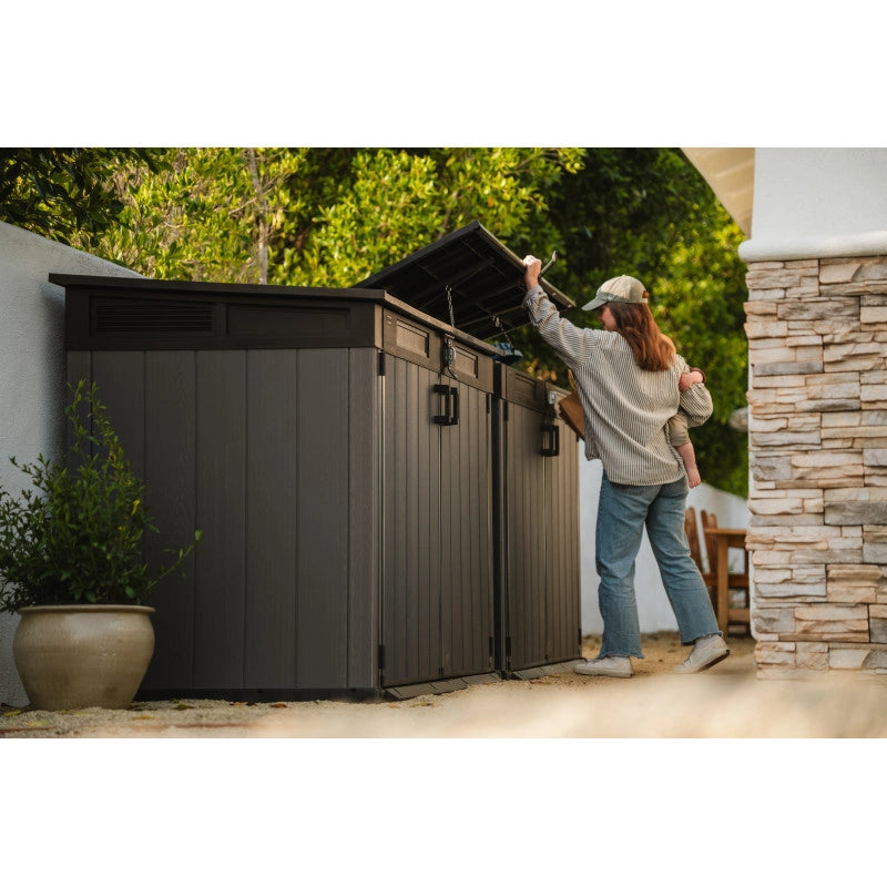 Box Porta Attrezzi da Esterno Cortina Mega EVOTECH+ 2020L 190,5x109,3x132,5 - Grigio effetto legno - Keter