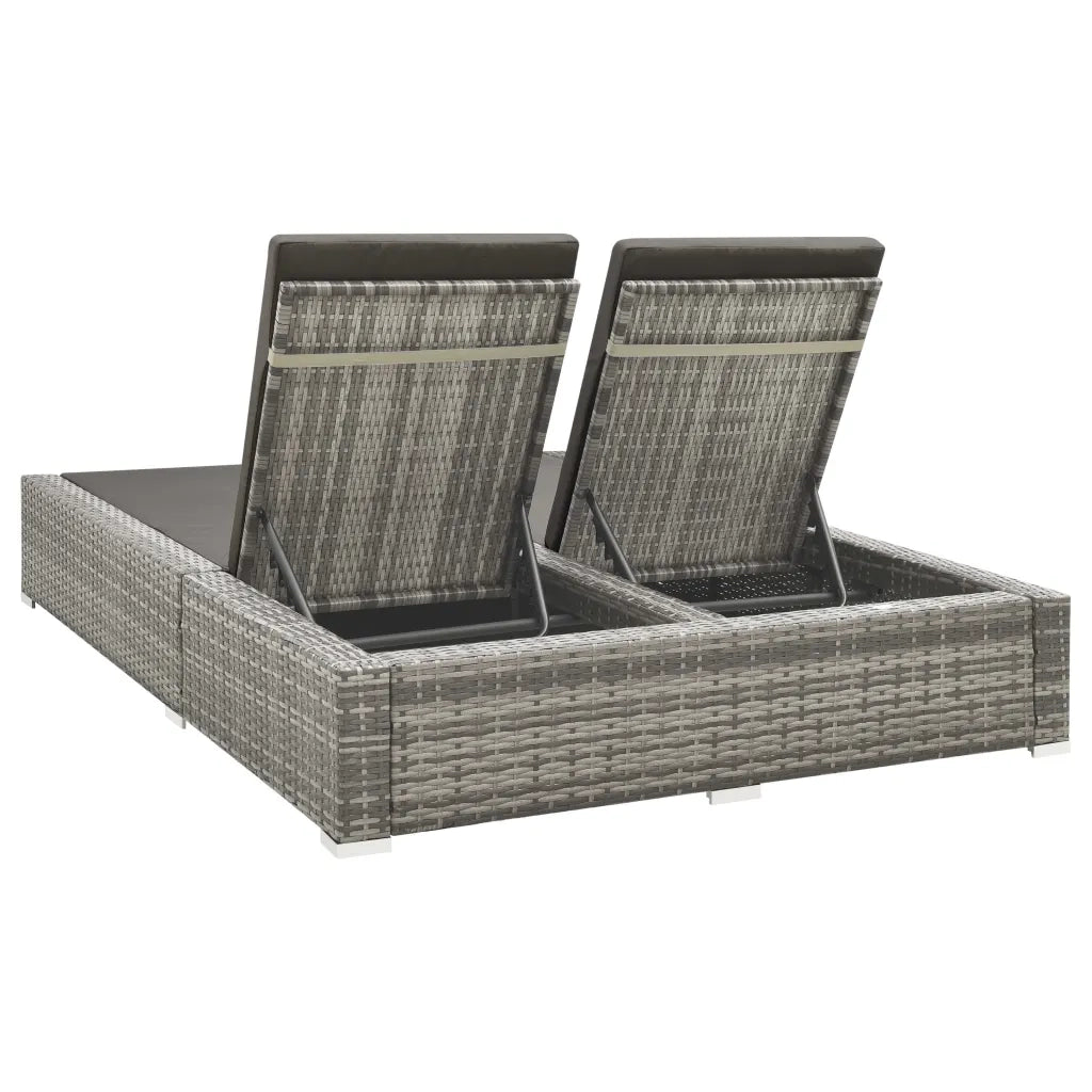 Lettino Prendisole Doppio in Polyrattan Grigio 312155