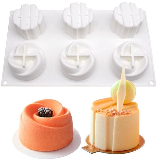 Sformato di cioccolato in silicone, 6 fori, 2 in 1, per godere