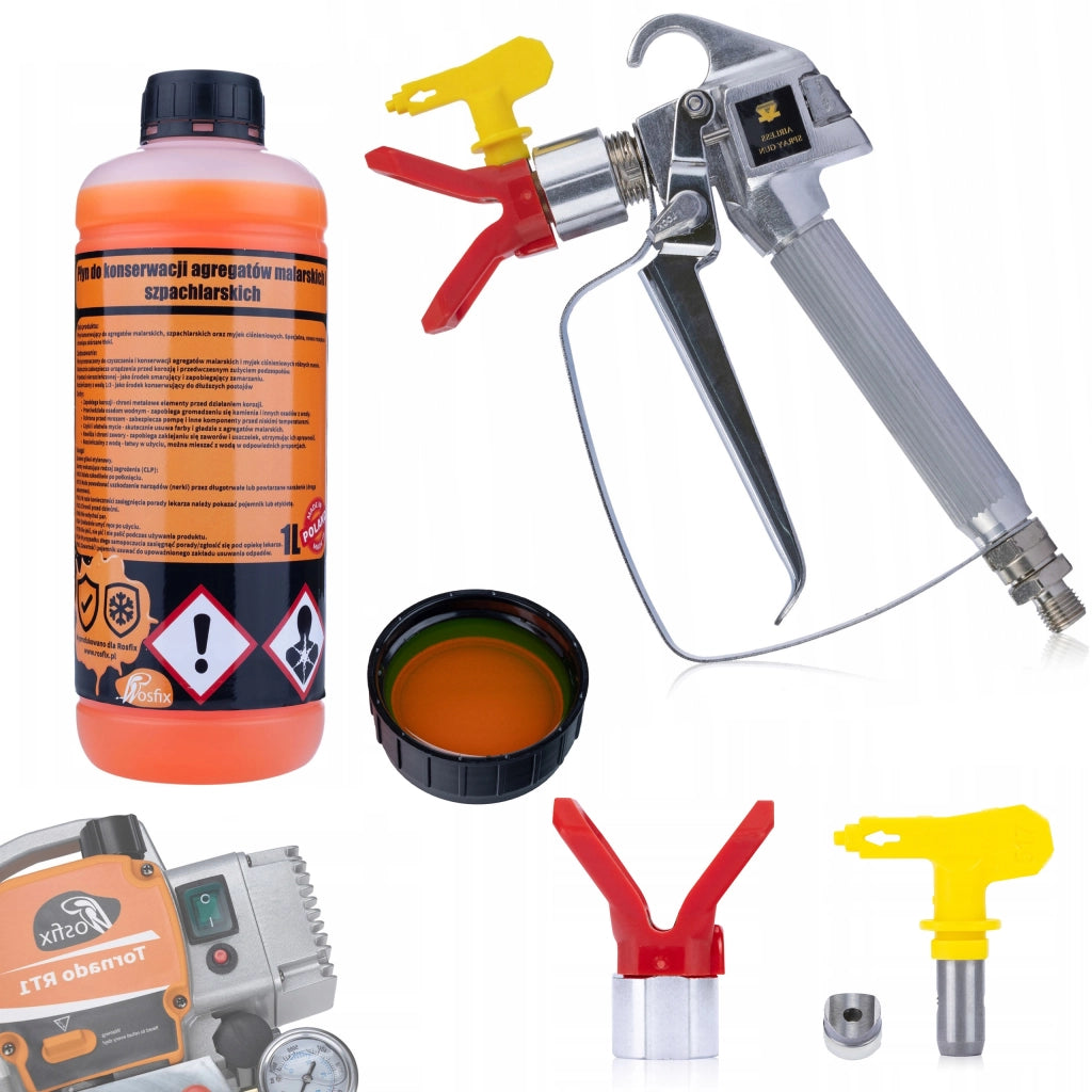 Pistola a Spruzzo con Ugello 517 e Liquido Conservante 3in1 1L – Alta Qualità, Compatibile con Graco, Wagner, Titan