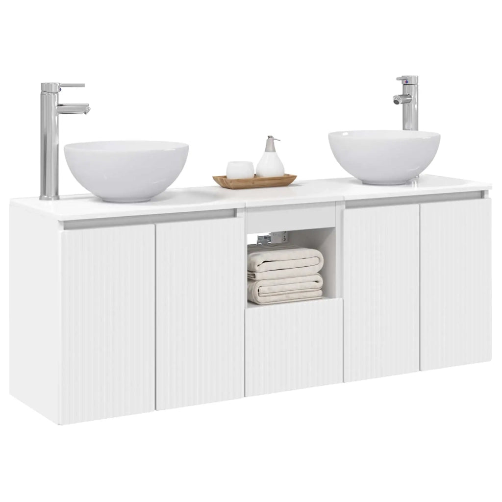Set di Armadi da Bagno 3 pz Bianco 129 x 35 x 80 cm 3405617