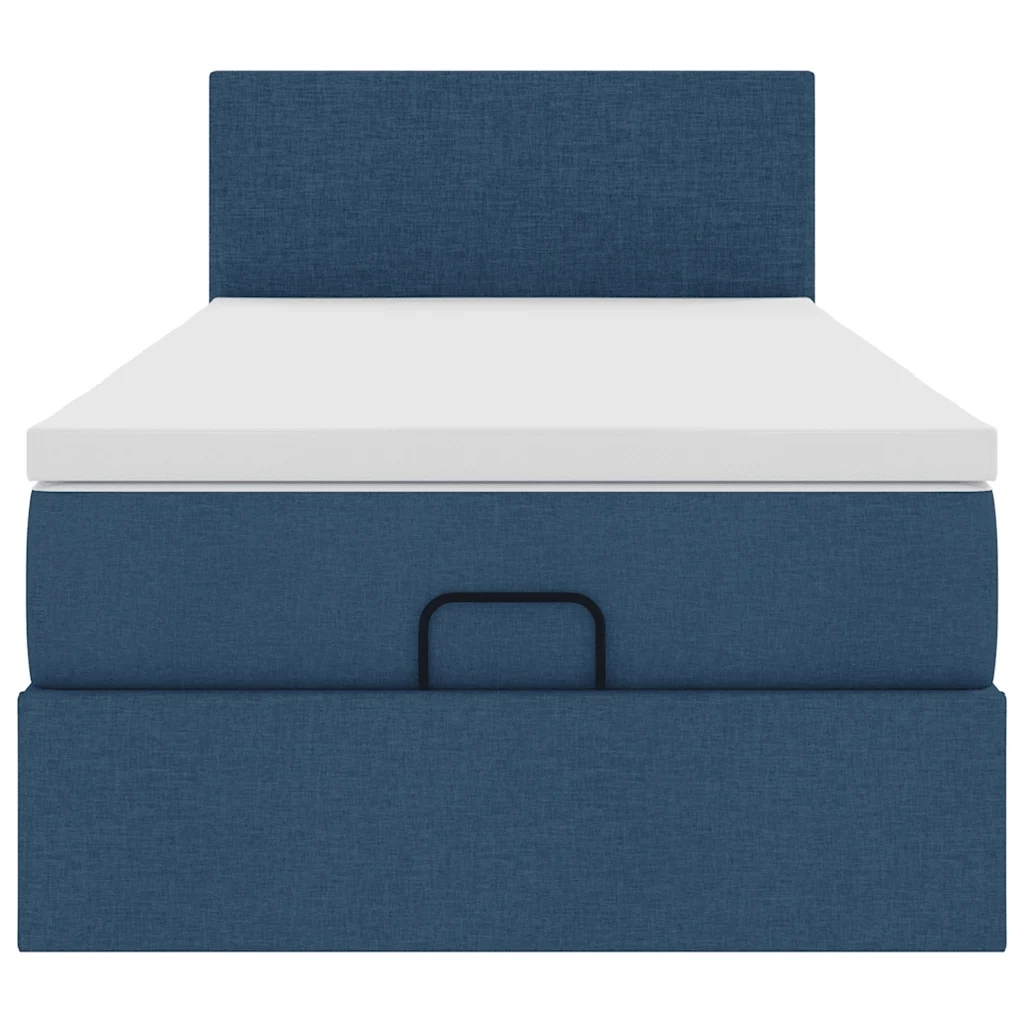Struttura Letto Pouf con Materasso Blu 80x200 cm in Tessuto