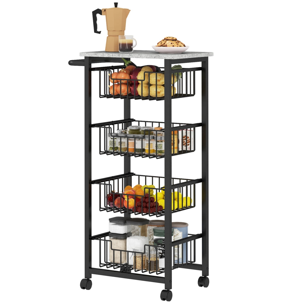 Carrello da cucina con 4 cestelli in acciaio ¨C zephmum ¨C grigio