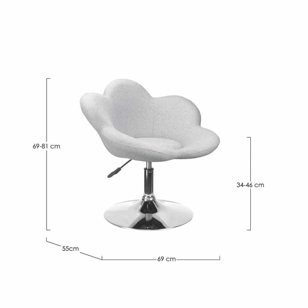 Set di 2 Poltroncine Girevoli Regolabili in Tessuto Bouclé con Base Cromata - BLOOM