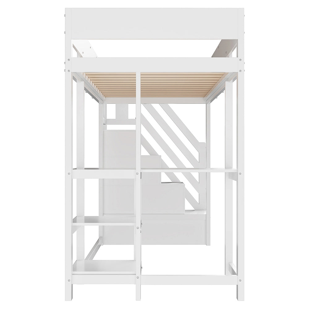 Letto a castello - Xylo - 90x200 cm pino contenitore bianco