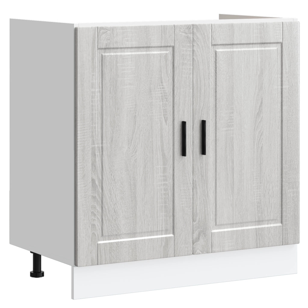 Basamento per Lavello  "Porto" con Lavello Grigio Sonoma 80x46x84,5 cm Legno ingegnerizzato