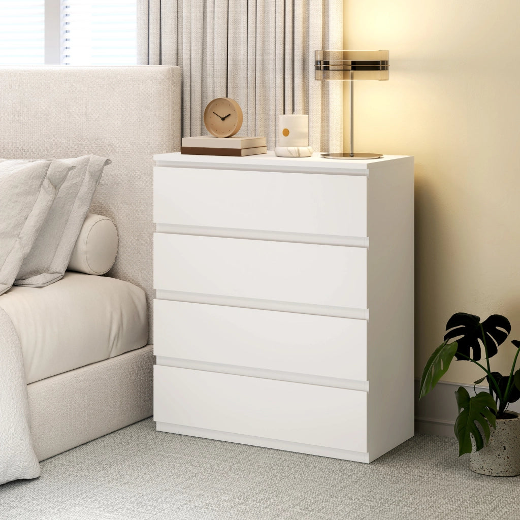 Cassettiera 4 Cassetti Legno Bianco Camera ¨C Minimal ¨C 80x39x95