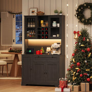 BUFFET 180x105x40 cm Nero in MDF con LED e prese USB