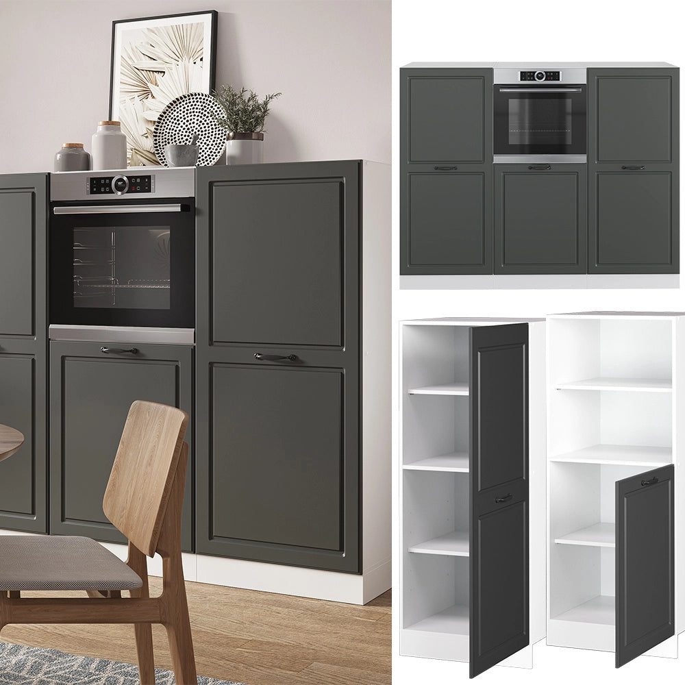 Cucine componibili piccole R-Line Antracite rustico/Bianco 180 cm senza piano di lavoro Vicco