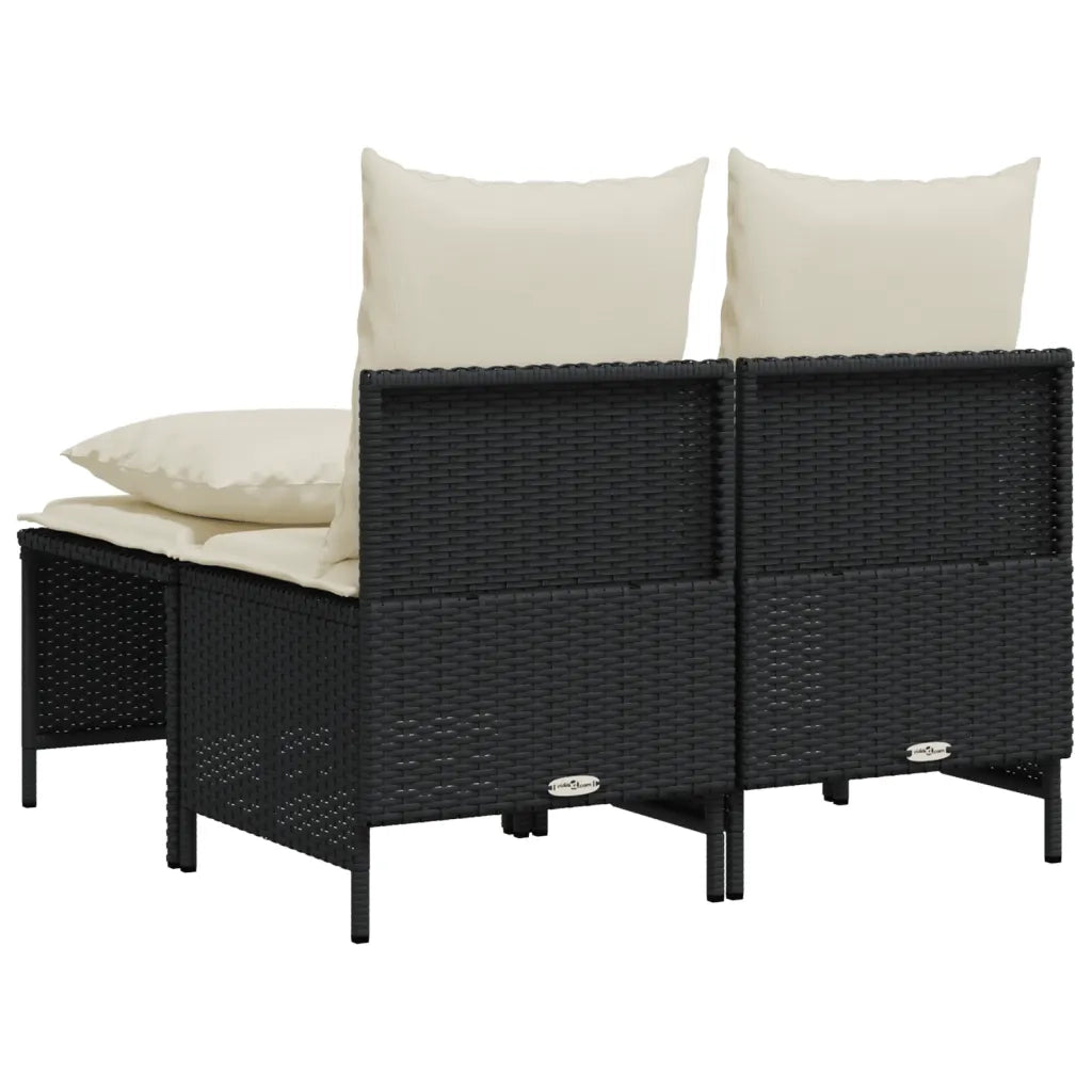 Set Divani da Giardino 4 pz | Set Salotto da Giardino con Cuscini Nero in Polyrattan