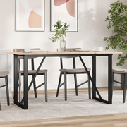 Tavolo da Pranzo Telaio a O 140x80x75 cm Legno Pino e Acciaio
