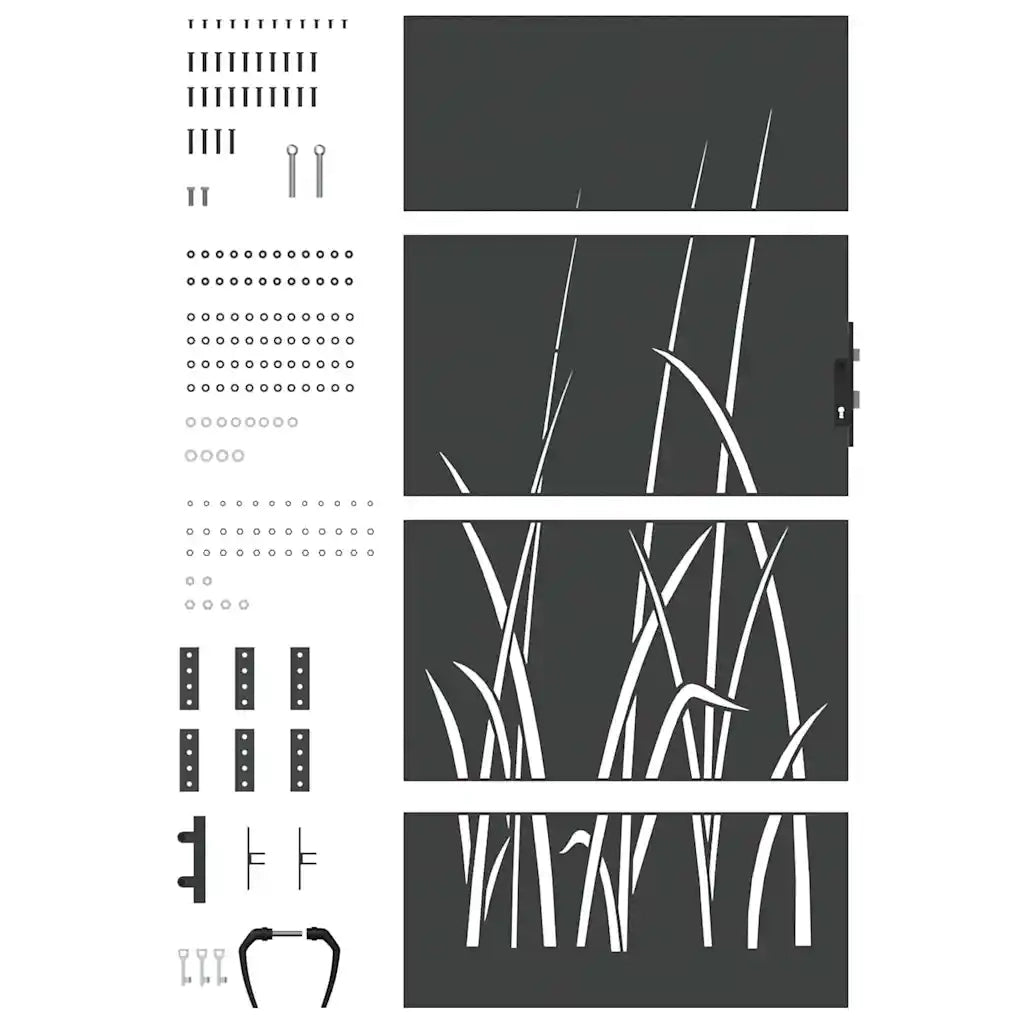 vidaXL Cancello da giardino con blocco Nero 105 x 175 cm