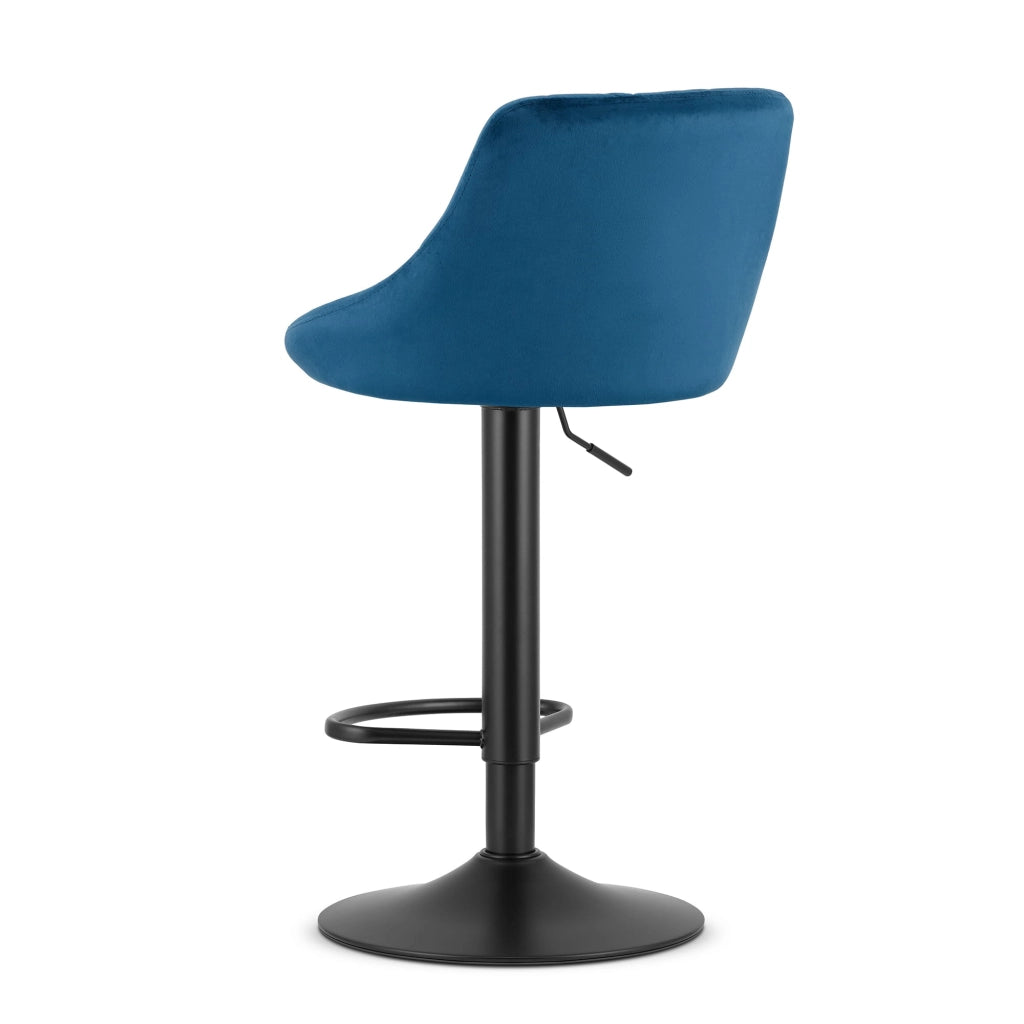Sgabello girevole Valora DAKA in velluto blu navy con base nera
