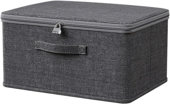 Cassa di archiviazione chiusura e apertura con coperchio e chiusura a chiave - Grigio (40 x 30 x 21 cm) per armadio o sotto il letto